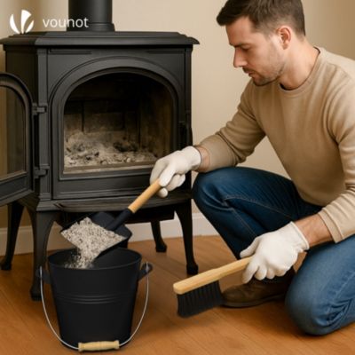 Seau à Charbon Métal Avec Couvercle Et Pelle - 5 Bacs à Cendres, 34 Cm, AB Tools