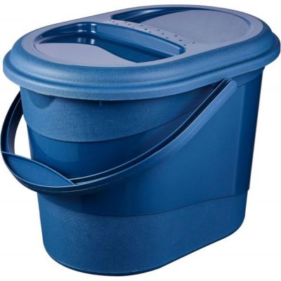 Seau à déchets avec couvercle en plastique recyclé 13 litres - Bleu Foncé
