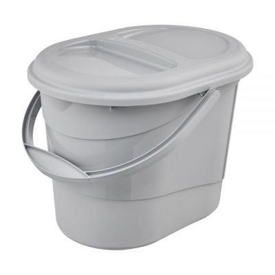 Seau à déchets avec couvercle en plastique recyclé 13 litres - Gris