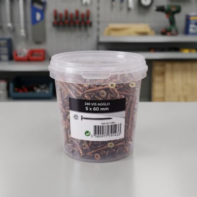 Seau de 240 vis universelles aggloméré tête fraisée Diall Ø5 x 60 mm