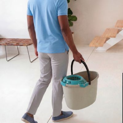 Seau et essoreuse de torsion GoodHome gris clair 14L