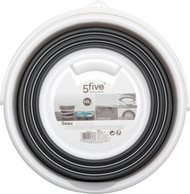 Seau pliable 10L blanc gris - 5five