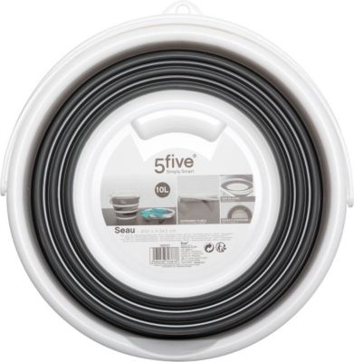 Seau pliable 10L blanc gris - 5five