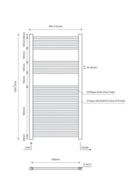 Sèche-serviettes eau chaude en acier Flomasta argent 415W