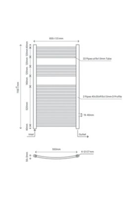 Sèche-serviettes eau chaude en acier galbé Flomasta blanc 566W