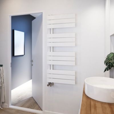 Sèche-serviettes eau chaude en acier GoodHome Boxwood blanc 488W