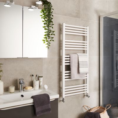 Sèche-serviettes eau chaude en acier GoodHome Duala blanc 20 barres - 438 W