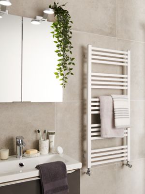 Sèche-serviettes eau chaude en acier GoodHome Duala blanc 20 barres - 438 W