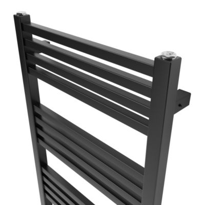 Sèche-serviettes eau chaude en acier GoodHome Duala noir 20 barres - 438 W