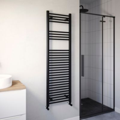 Sèche-serviettes eau chaude plat en acier Flomasta noir 609W