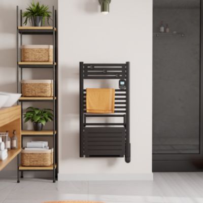 Sèche-serviettes électrique 500 W noir à inertie fluide + soufflerie 1000 W - Noirot Actibain