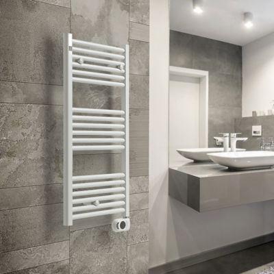 Sèche-serviettes électrique à inertie fluide 750W blanc, Deltacalor Calmo