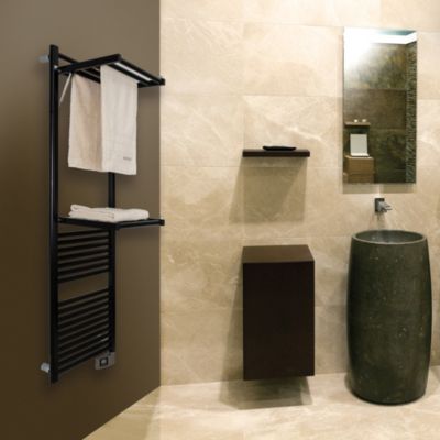 Sèche-serviettes électrique à inertie fluide 750W noir, Deltacalor Papillon 2