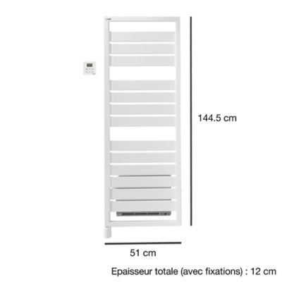 Sèche-serviettes électrique à inertie fluide Acova Astrakan +Air blanc 750W + soufflerie 1000W