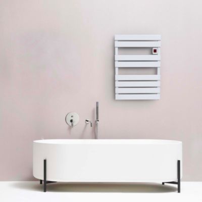 Sèche-serviettes électrique à inertie fluide blanc soufflerie 1300W, Kalia Cameron