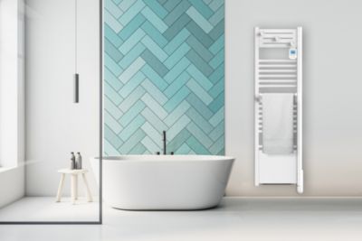 Sèche-serviettes électrique à inertie fluide compact 300W + soufflerie 1000W, Noirot Actibain