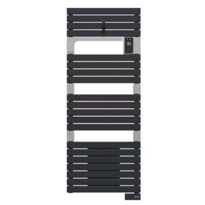 Sèche-serviettes électrique à inertie fluide connectable anthracite 750W + soufflerie 1000W, Sauter Asama