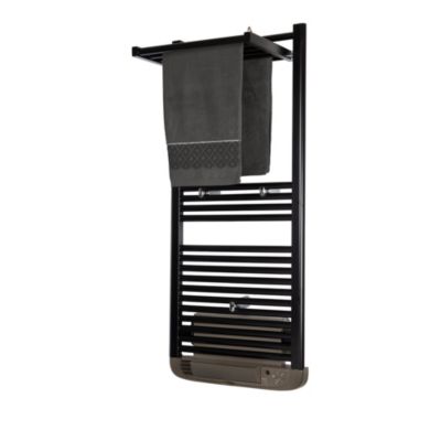Sèche-serviettes électrique à inertie fluide Deltacalor Stendino 500W + soufflerie 1000W noir