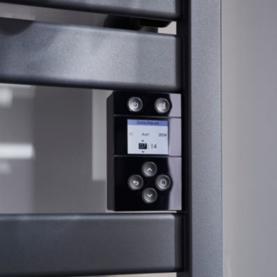 Sèche-serviettes électrique à inertie fluide gris 500W + soufflerie 1000W, Sauter Kelud Slim
