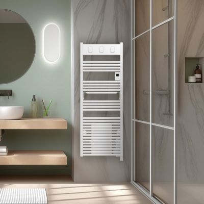 Sèche-serviettes électrique à inertie fluide inaltérable 1750W blanc + soufflerie 1000W, Sauter Marapi 2