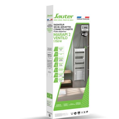 Sèche-serviettes électrique à inertie fluide inaltérable 1750W blanc + soufflerie 1000W, Sauter Marapi 2