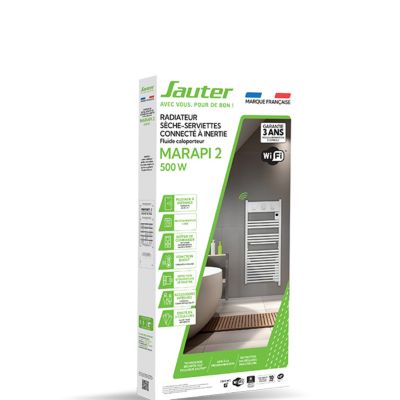 Sèche-serviettes électrique à inertie fluide inaltérable 500W blanc, Sauter Marapi 2
