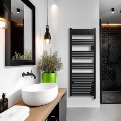 Sèche-serviettes électrique à inertie fluide inaltérable 750W noir, Sauter Marapi 2