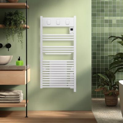 Sèche-serviettes électrique à inertie fluide inaltérable blanc 1500W + soufflerie 1000W, Sauter Marapi 2