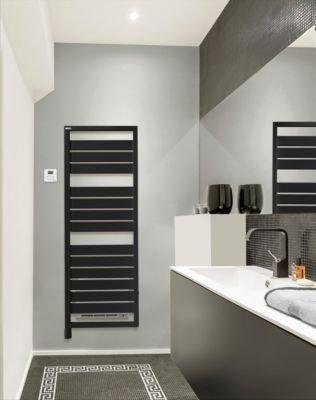 Sèche-serviettes électrique à inertie fluide noir 750W + soufflerie 1000W, Acova Astrakan + Air