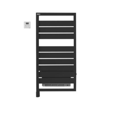 Sèche-serviettes électrique à inertie fluide noir mat 500W + soufflerie 1000W, Acova Astrakan +Air