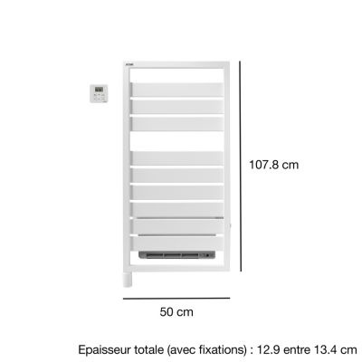 Sèche-serviettes électrique à inertie fluide noir mat 500W + soufflerie 1000W, Acova Astrakan +Air
