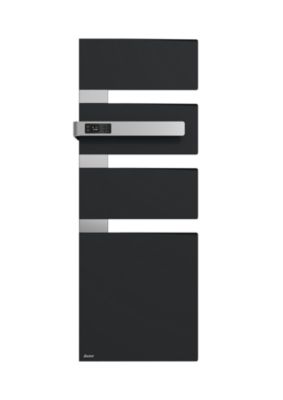 Sèche-serviettes électrique à inertie fluide Sauter Alutu anthracite mât à gauche 750W + soufflerie 1000W