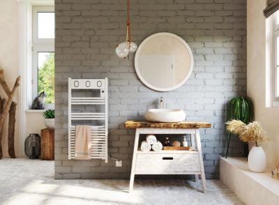 Sèche-serviettes électrique à inertie fluide Sauter Marapi tactile blanc 500W + soufflerie 1000W