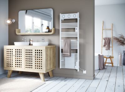 Radiateur sèche-serviette électrique 750W à inertie sèche blanc