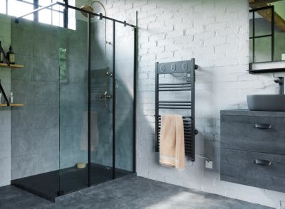 Sèche-serviettes électrique à inertie fluide tactile anthracite 500W + soufflerie 1000W, Sauter Marapi
