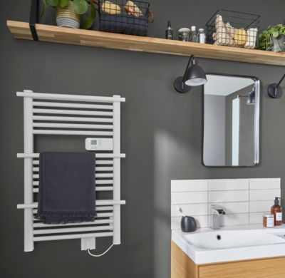 Sèche-serviettes électrique à inertie sèche 350W blanc, GoodHome Solna