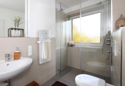Sèche-serviettes électrique à inertie sèche blanc 500W + soufflerie 700W, Noirot Anuri