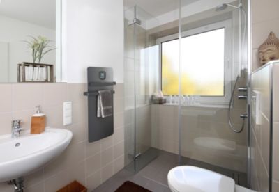 Sèche-serviettes électrique à inertie sèche gris 500W + soufflerie 700W, Noirot Anuri