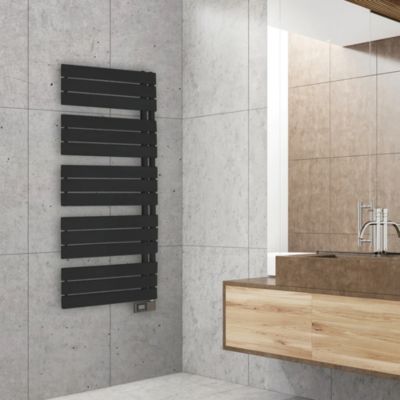 Sèche-serviettes électrique asymétrique 500W noir 5m², Deltacalor