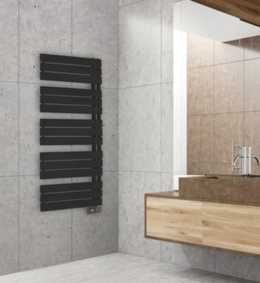 Sèche-serviettes électrique asymétrique 750W noir 7.5m², Deltacalor