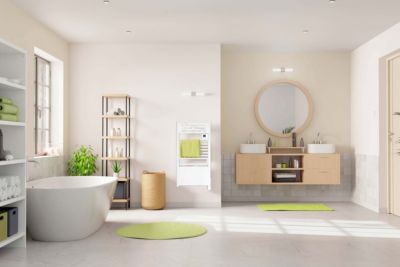 Sèche-serviettes électrique blanc 1500W + soufflerie 1000W, Noirot Actibain Connect