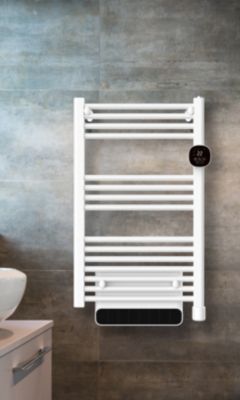 Sèche-serviettes électrique blanc 1500W + soufflerie, Heallux Aqualea