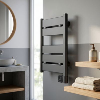 Sèche-serviettes électrique compact 300W gris, GoodHome