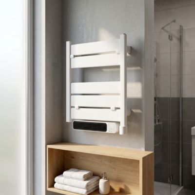 Sèche-serviettes électrique compact blanc 1300W + soufflerie, GoodHome