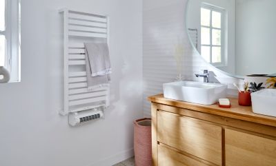 Sèche-serviettes électrique GoodHome Loreto blanc 500W + Soufflerie amovible GoodHome Acilia blanc 500W