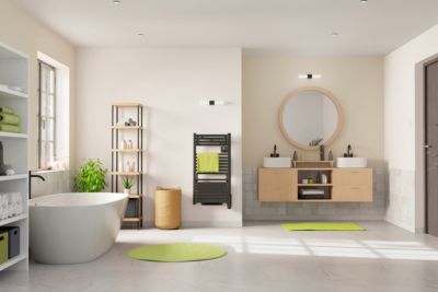 Sèche-serviettes électrique noir + soufflerie 1750W , Noirot Actibain Connect