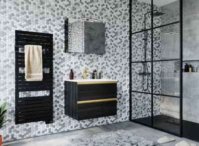 Sèche-serviettes électrique noir + soufflerie 1750W, Sauter Asama II