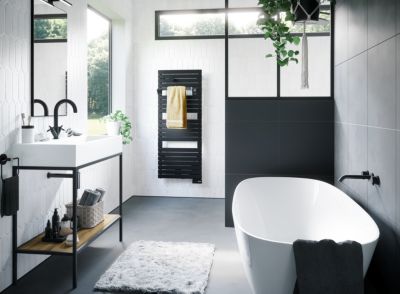 Sèche-serviettes électrique noir + soufflerie 1750W, Sauter Asama II
