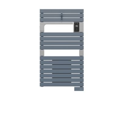 Sèche-serviettes électrique soufflant à inertie fluide Sauter Asama connectable bleu gris 500W + soufflerie 1000W
