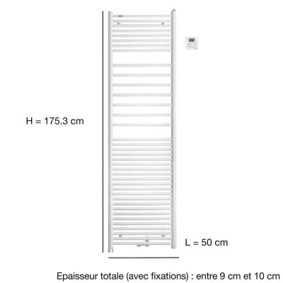 Sèche-serviettes mixte électrique 300W / eau chaude 795W, Acova Angora